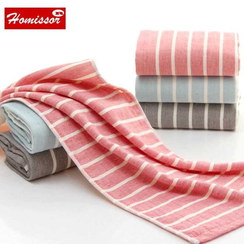 3 Pics Japanese fabrics stripes pure cotton towels adult gauze towels