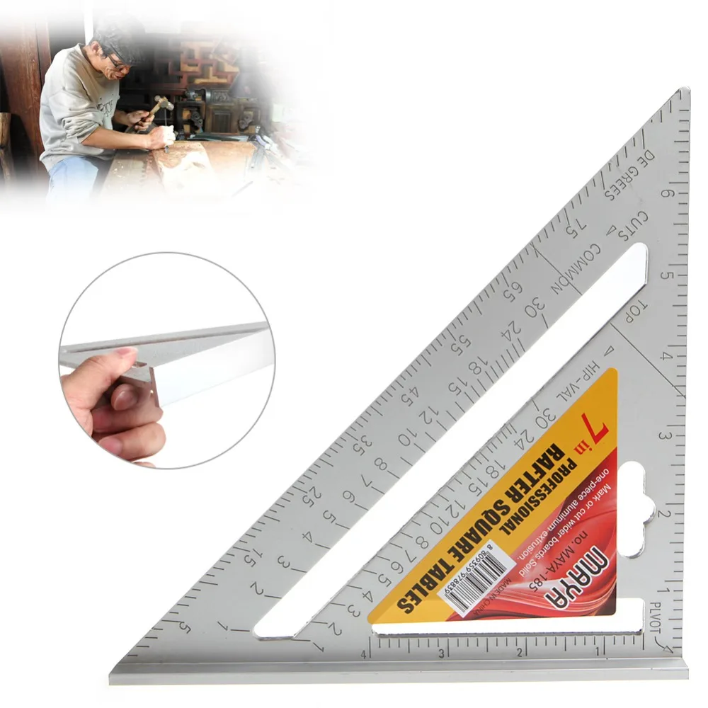 

7" Square Carpenter's Measuring Ruler Layout Tool Triangle Angle Protractor Hot