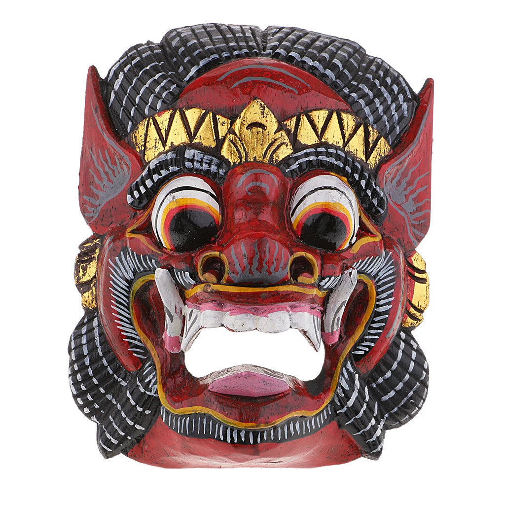 MagiDeal Antique Asian Thailand Wooden Carving Facial Mask Wall Hanging Art Crafts DIY Home Decoration