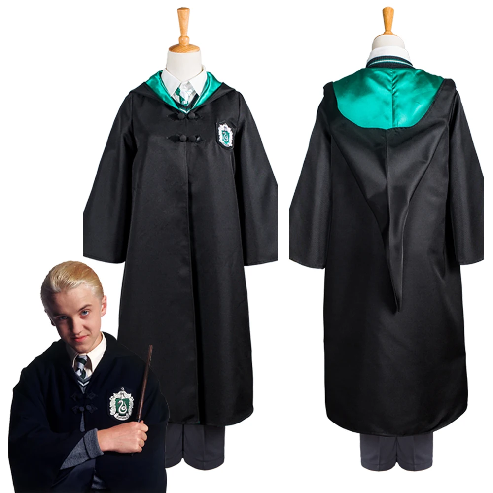 

Kid Gryffindor Cloak Slytherin School Uniform Draco Malfoy Cosplay Costume For Child Halooween Carnival Costumes Robe Only