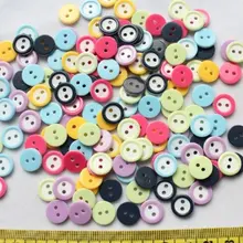 2000 шт. крошечные Мини Кнопка смоляные круглые Форма 2 отверстия конфеты кнопки Ассорти Цвета 11 мм 2 тона D25