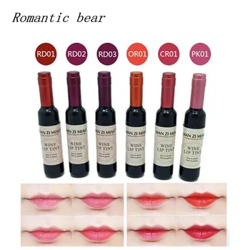 

Brand New 6 Colors Stained Matte Makeup Lip Gloss Red Wine Bottle Tint Liquid Lipstick Easy To Wear Non-stick Lipgloss Cosmetics