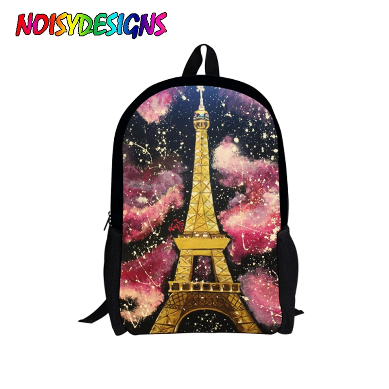 

NOISYDESIGNS Designer Children Paris Eiffel Tower Print Backpacks Vintage Canvas Kid School Bag for Girl Women Backbag Mochila
