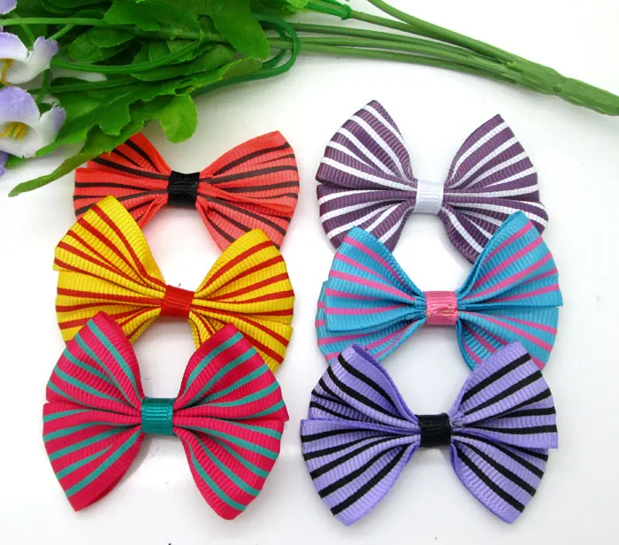 

30pcs Mixed Baby Satin Ribbon Stripe Bowknot Hair Clips Applique DIY Craft Wedding Bow Tie Scrapbooking Decoration