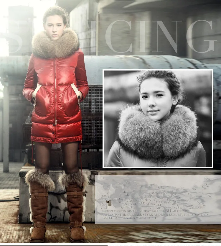Women Winter Down Jacket Long Thick Coat Real Fur Collar Padded Down Coats Women Bright Outw (11)
