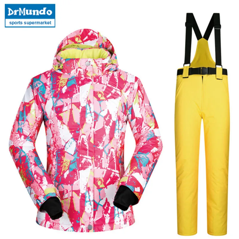 

New High Quality Women Brands Ski Suit Female Snowboard Jacket Women And Pants Set Windproof Waterproof Clothes Snow Suit Winter