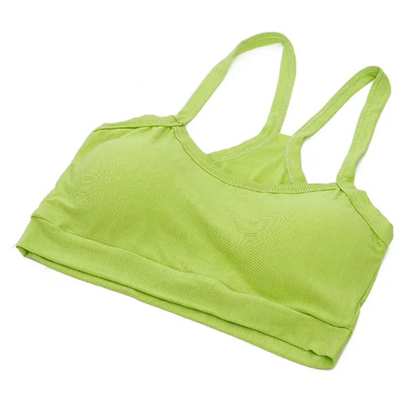 Кричащий, розничная цена, Женский Одноцветный спортивный бюстгальтер для йоги, фитнеса, Женский хлопковый укороченный топ для сна, спортивный жилет, 8 цветов - Цвет: Green