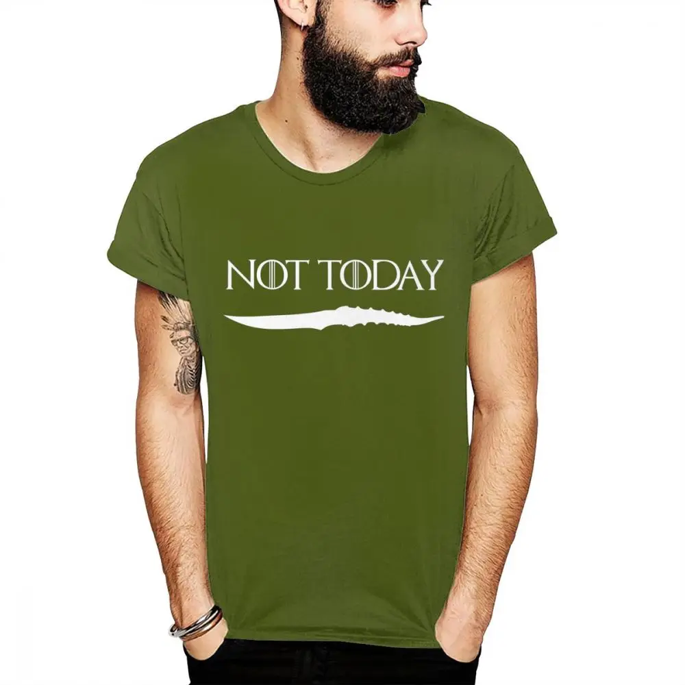 Арья Старк не сегодня Игра престолов футболка для мужчин новинка дизайн дом черный и белый GOT футболка - Цвет: Армейский зеленый