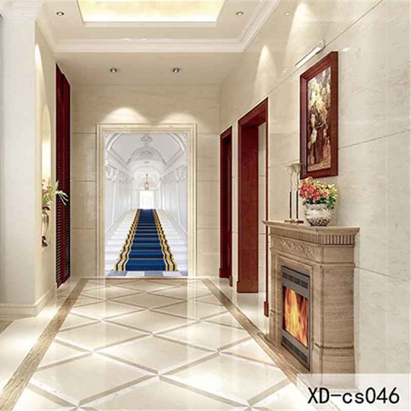 

Custom 3D Fabric Textile Wallcoverings For Walls Cloth Murals Matt Silk Entrance Hallway Corridor Europe Stairs Home Improvement