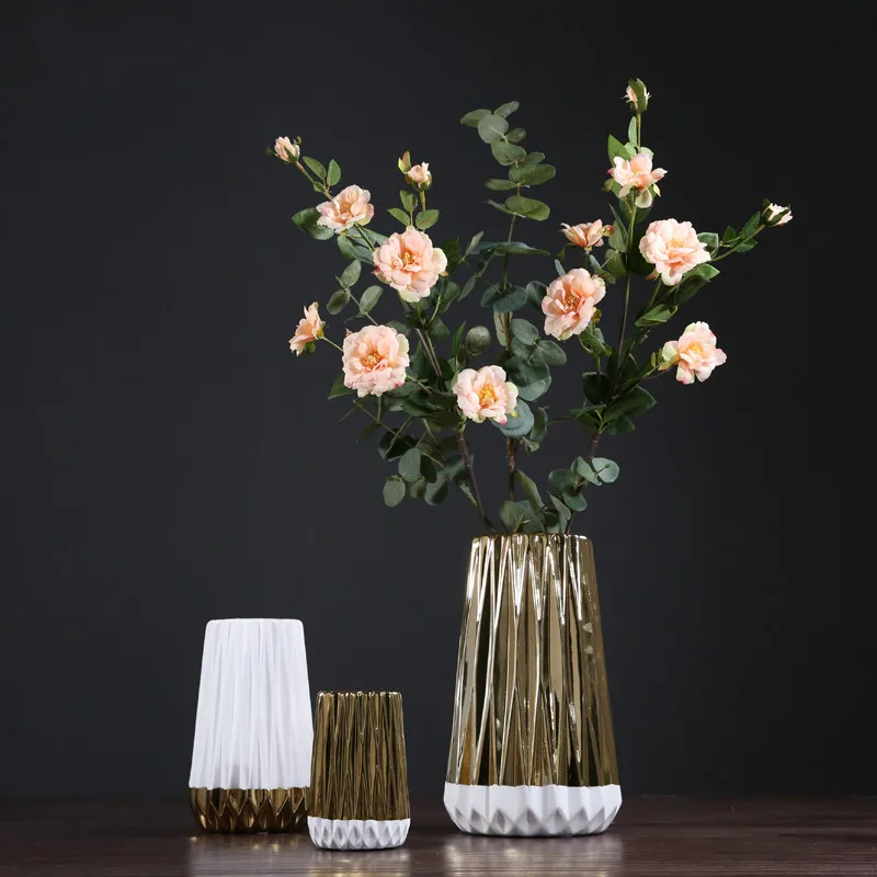 Emas Vas Bunga Sederhana Rumah Ruang Tamu Kamar Tidur Meja Makan