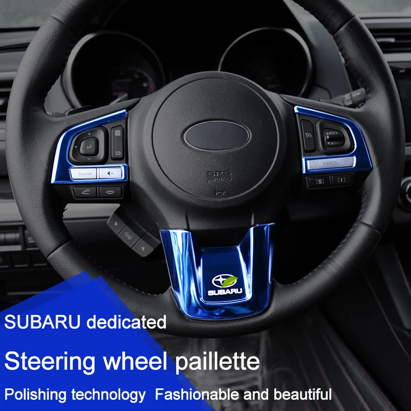 

QHCP Stainless Steel Steering Wheel Button Panel Trim Sequin Sticker Car Styling Accessory For Subaru Forester XV Outback Legacy