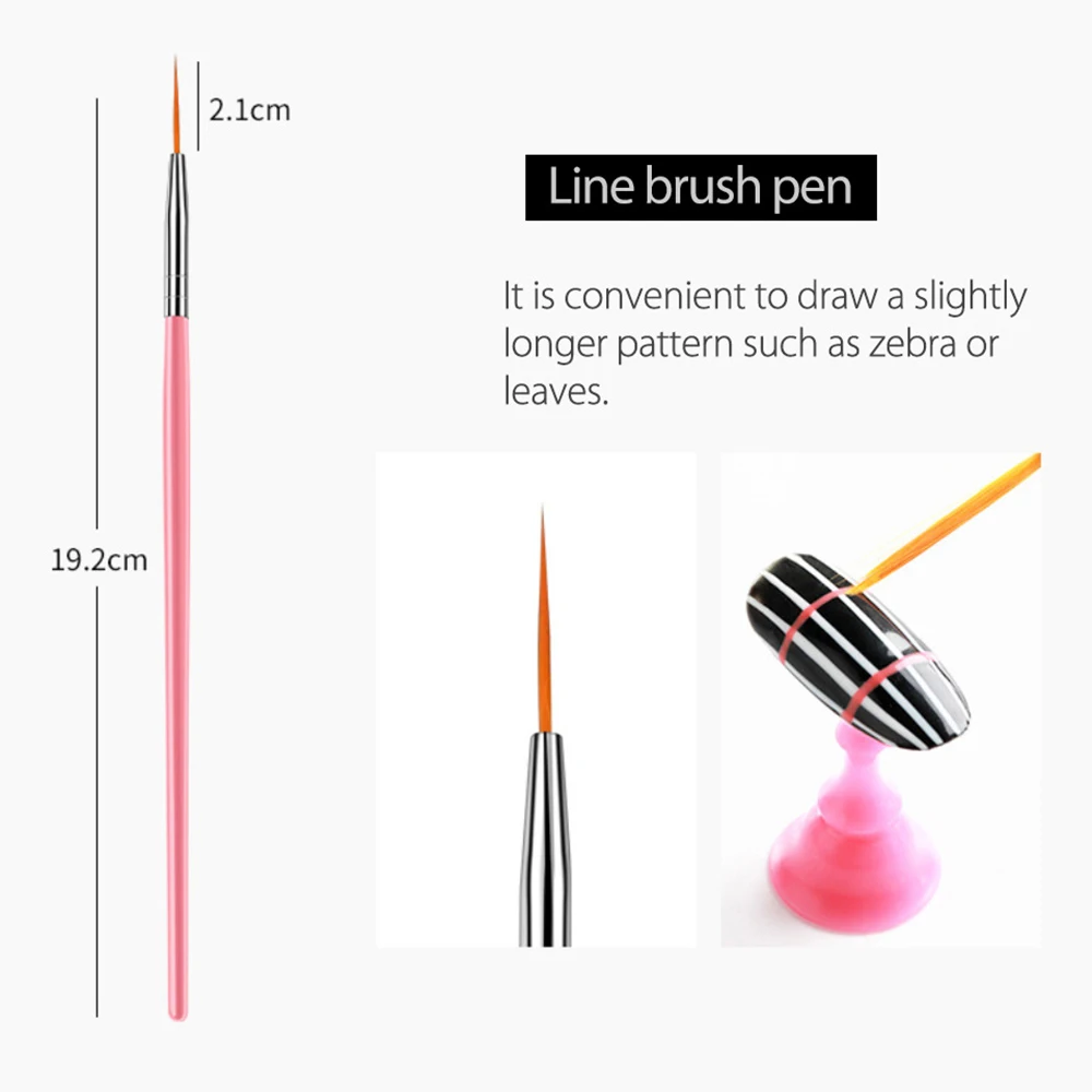 15 шт./компл. профессиональный uv гель Кисть-карандаш для рисования 3 вида цветов Маникюр гель-лака для ногтей дизайн ногтей, скос для рисования