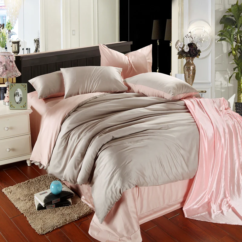 

Svetanya Silk bedding set King Queen Double size polyester super soft bedclothes Duvet Cover sheets pillowcase 4pc Linens