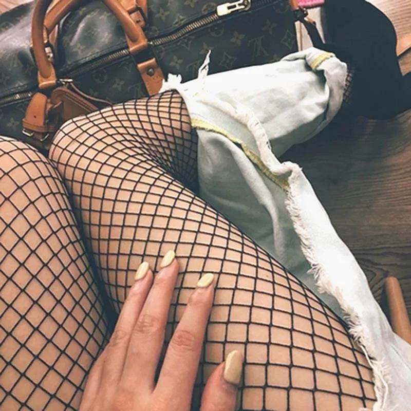 Сексуальные колготки в сетку женские эластичные Hollwo Out Crotchless черного цвета |