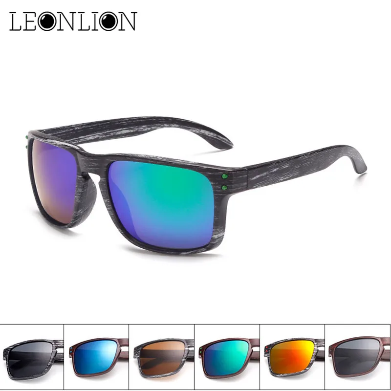 

LeonLion 2020 Imitation Wood Grain Sunglasses Women Brand Designer Unique Wooden Legs Glasses Reflective Mirror Oculos De Sol