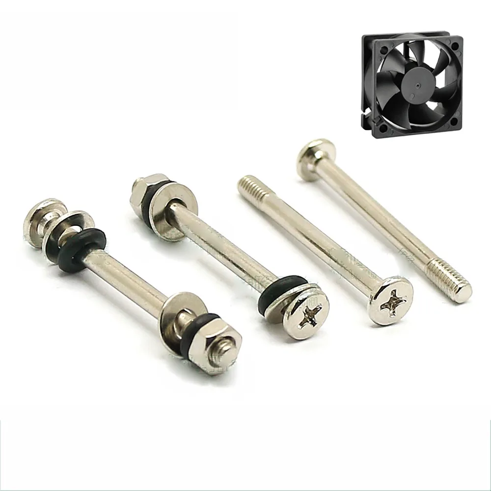 

100PCS M4 Flat Head Screws Shockproof Circle Ni-plated Washer And Hex Nuts Kit For Computer Cooling Fan DIY Half Tooth Screw