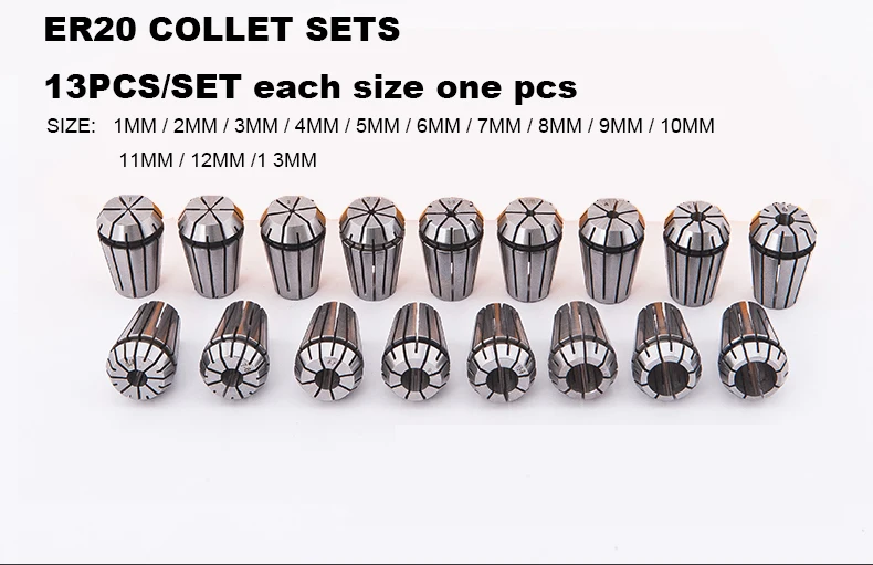 

13pcs/set (1mm-13mm) ER20 Spring Collet Set For CNC Milling Tool Engraving Machine Drilling machine grinding
