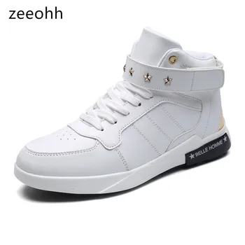 

zeeohh big size 45 46 men's botas spring autumn mens high top star ankle sneakers Increase Breathable lace up male shoes