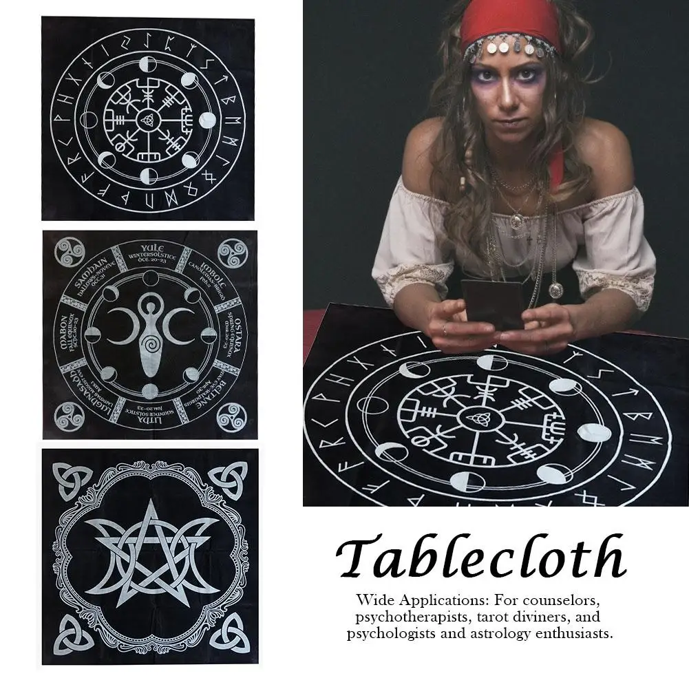 49x49cm Non-woven Board Game Textiles Tarot Table Cover Playing Cards Pentacle Tarot Game Flannel Divination Tablecloth