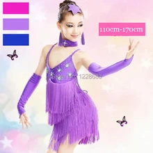 Платье для латинских танцев для женщин девочек бахрома выступление на сцене конкурс Бальные танго Ламба Самба Сальса танцевальное платье костюм