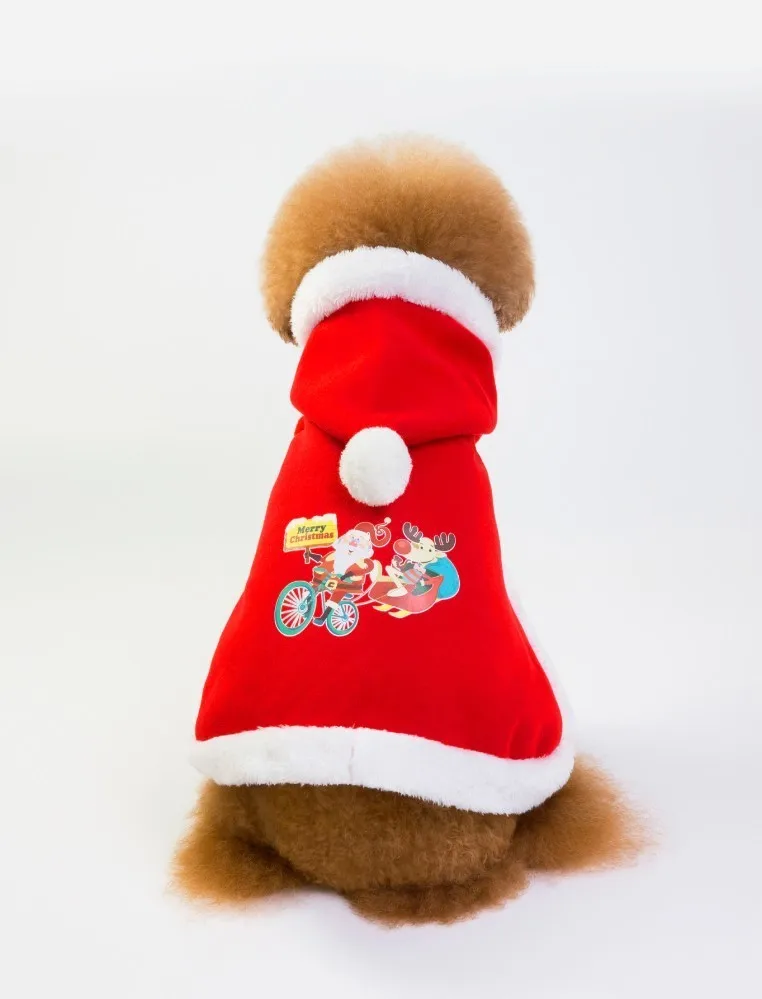 Новогоднее; рождественское собака костюмы забавные Санта Клаус собака платье зимой собака подарок щенка флисовое пальто теплая одежда 30S2