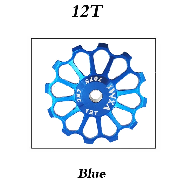 VXM MTB дорожный велосипед Керамика Шкив алюминиевого сплава задний переключатель 8 T/10 T/11 T/12/13 T/14/15 T/16 T/17 T руководство велосипед Керамика подшипник опорное колесо - Цвет: 12T Blue