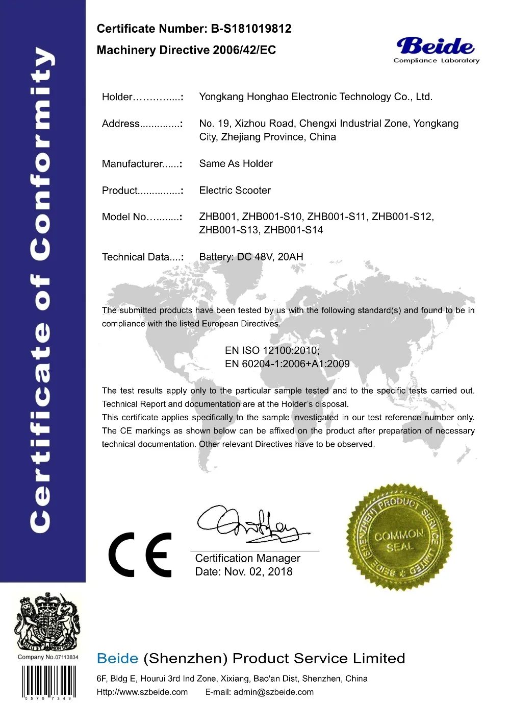 CE Machinery Directive