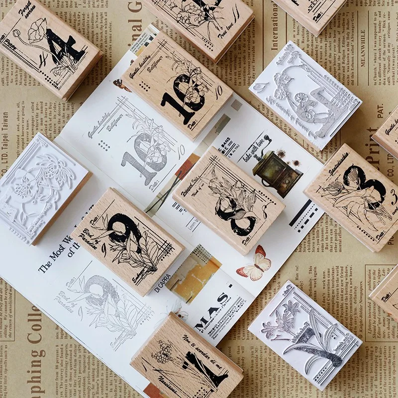 

1 pcs Twelve month flowers plant wooden rubber stamp Kids DIY Handmade Scrapbook Photo Album, students Stamp Arts, Crafts gifts
