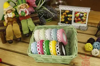 

1pcs/lot sweet double colors fabric lace tape Printed DIY Decoration stick label Stationery Fashion