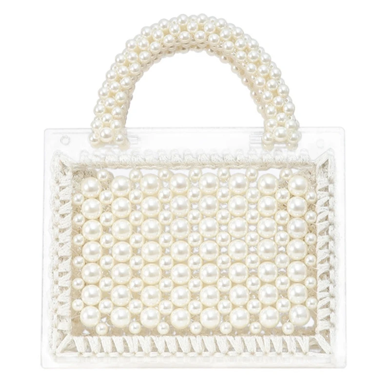 

JHD-Pearl Bag Beaded Box Totes Bag Women Party Vintage Acrylic Plastic Handbag Summer Luxury Brand