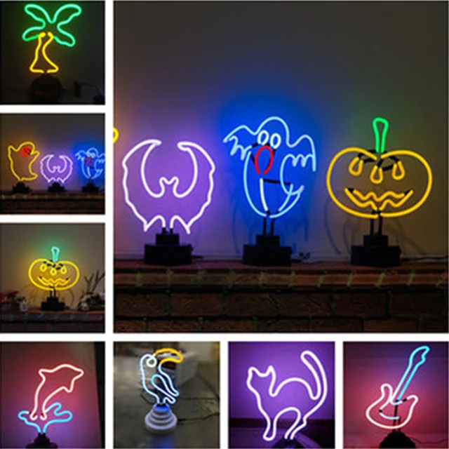 3d neon light creative bricolage animaux flamant mignon chapiteau