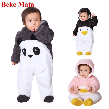 

BEKE MATA Newborn Baby Clothes Winter 2017 Long Sleeve Baby Boy Rompers Thicken Cotton Hooded Baby Girl Jumpsuit Outerwear