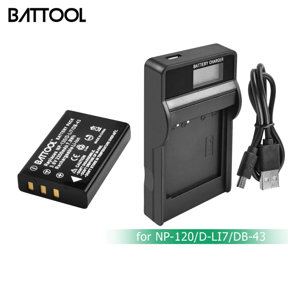

BATTOOL 2200mAh NP-120 NP 120 NP120 FNP-120 FNP120 batterie+LCD Charger for Fujifilm F10 F11 ZOOM for BP-1500S D-LI7 DB-43 L20