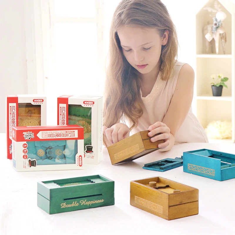 Коробка-головоломка, деревянные игрушки для детей, секретный отсек, головоломка, логическая игра, деревянная головоломка, развивающие игрушки для детей