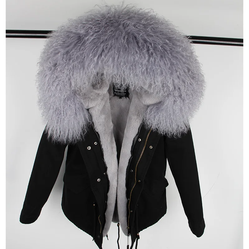 MAOMAOKONG, женская зимняя куртка, меховое пальто, натуральный мех, меховой воротник, парка