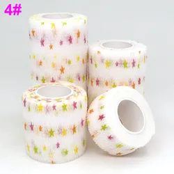 Colorful Elastic Sports and First Aid Wrap Tape - Self-Adhesive Bandage for Finger, Joint, Knee, and Pet Care (Star White)
