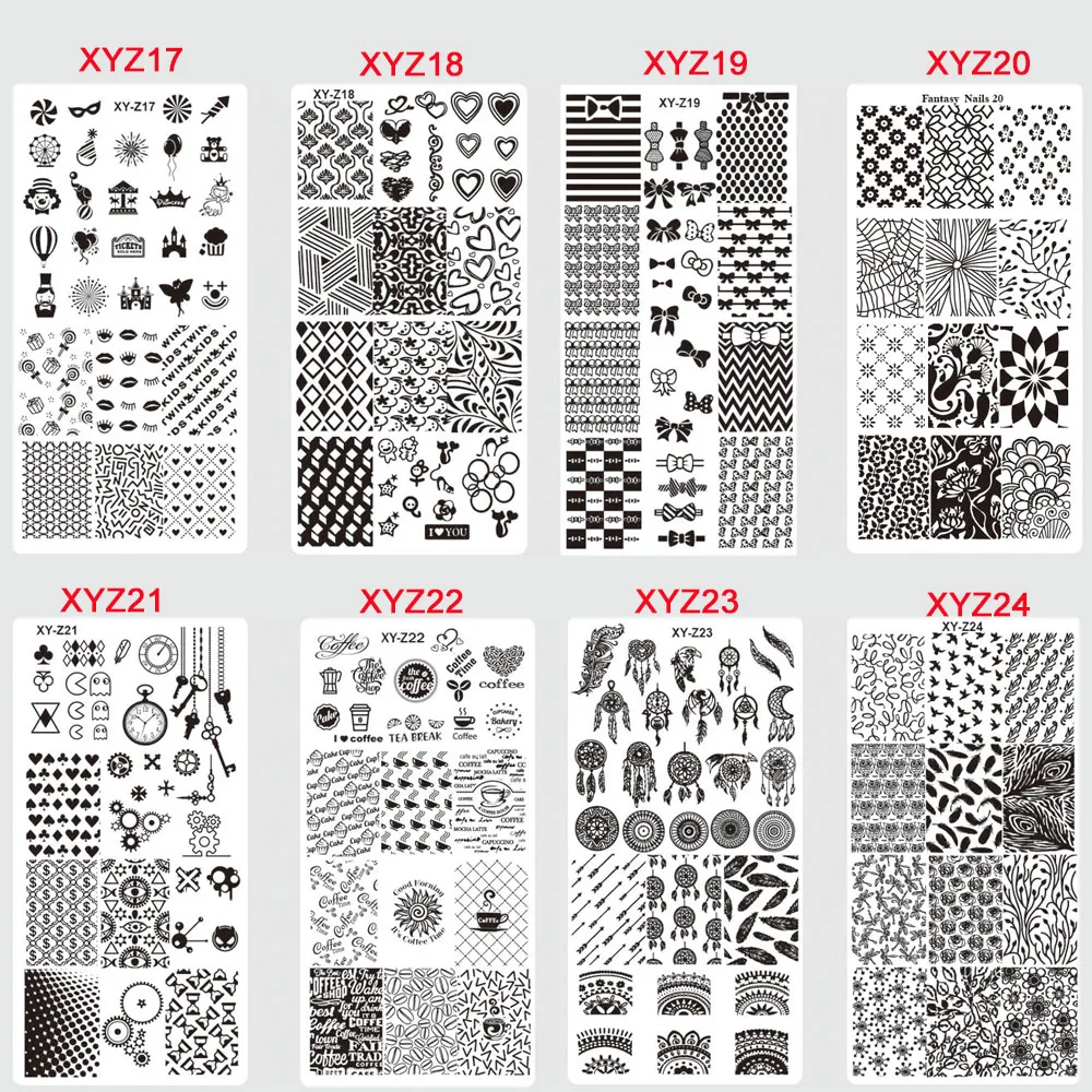 12x6 см 32 дизайна мода/Красота шаблон стальная штамповка пластины дизайн ногтей DIY лак печать ногтей шаблоны штамп TRXY-Z01-32