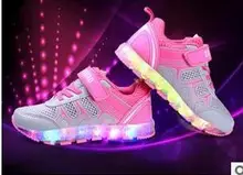 2017 new children’s clothing USB charger fashion sneakers children baby boys and girls casual shoes LED lights luminous shoes
