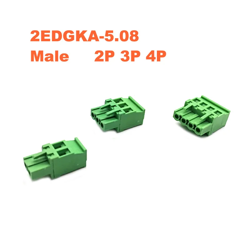Шаг 5 08 мм 2P 3P 4P Штекерная Клеммная колодка PCB 2edgka 2edgr прямоугольный штырь