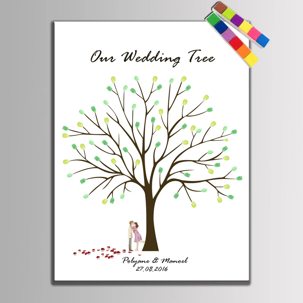 Custom Wedding Decoration Souvenir Wedding Tree Party Sgin Fingerprint Signature Wedding Guest Book Beloved Bride Groom Inkpad Groom Bride Groom Weddinggroom Party Aliexpress