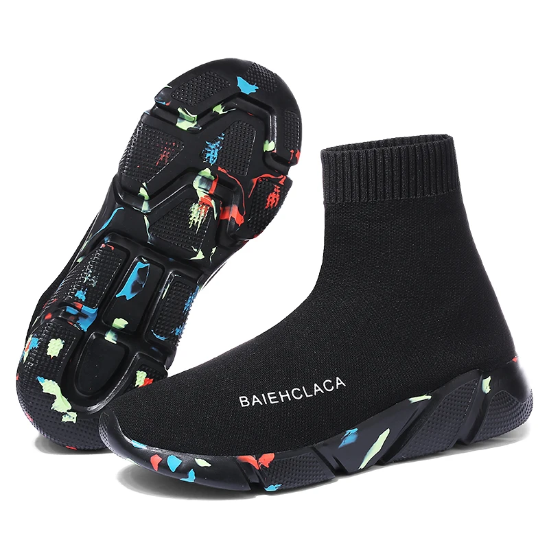 

Brand Light High new Sneakers Women Men Knit Upper Breathable Sport Shoes Sock Boots Woman High Top Running Shoes For Men Women