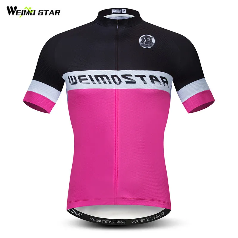 Weimostar Black pink Cycling Jersey Shirt Men Summer Bike Team mtb