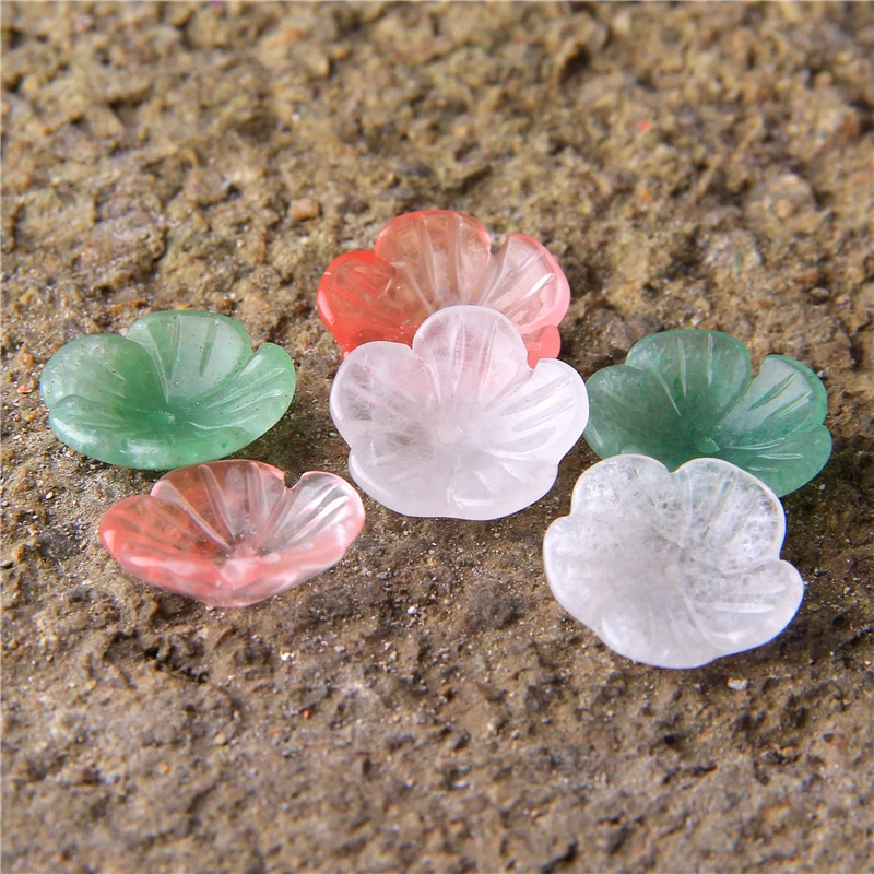 

3pcs Fashion Handmade 15MM Natural Rose Stone Jewelry Beads Carved Flower Shaped Cherry Quartz Aventurine Stone Pendants
