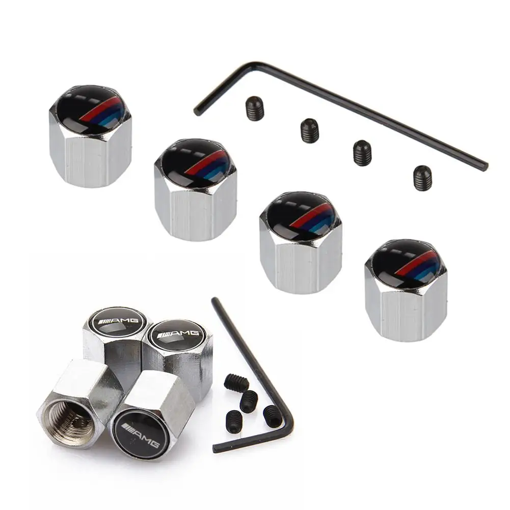 4 x Car Styling Anti theft Aluminium Alloy Wheel Tire Valve Stems Caps