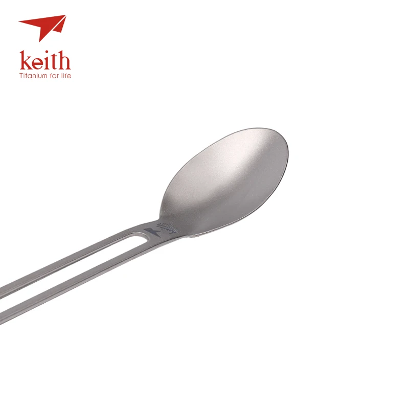 Keith Titanium largo mango hueco cuchara cubiertos de Camping Ultra ligero viaje Tablewares Picnic senderismo cuchara conveniente 17g Ti5313