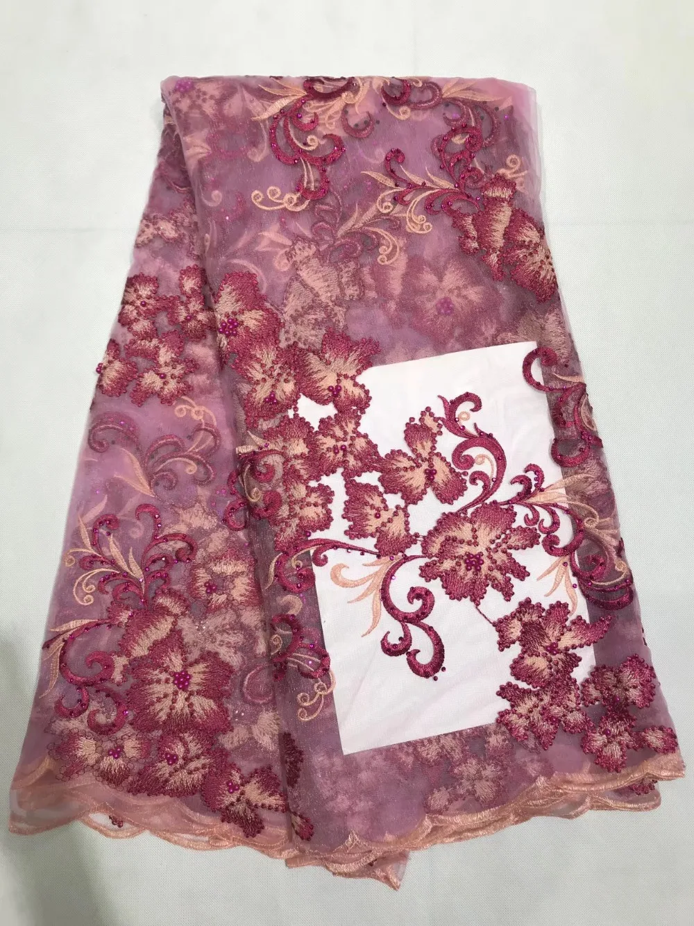 

Beautifical French Lace Fabric With Beads And Stones Hot Sale African Tulle Lace Fabric Embroidery Stones Lace Fabric For Dress