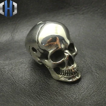 

White Fine Polishing Brass Skull Head Three Links DIY Paracord Beads Umbrella Pendants Personalized Accessories EDC Knife Beads