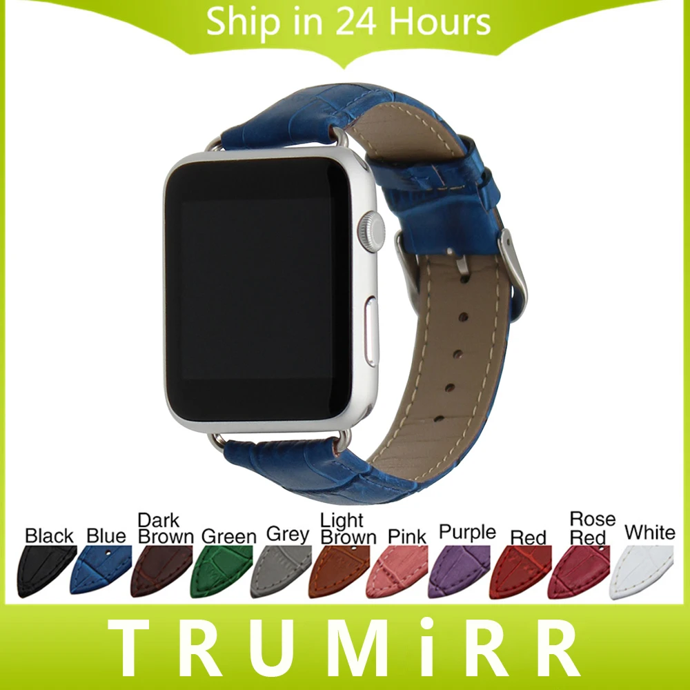 Calf Genuine Leather Watchband Croco Strap for 38mm 42mm iWatch Apple Watch Band Wrist Belt Bracelet
