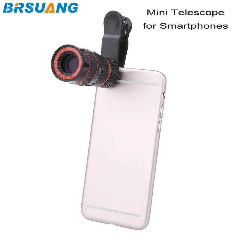 20pcs/lot BRSUANG Universal Mobile Phone Telescope 8X Zoom Telescopes