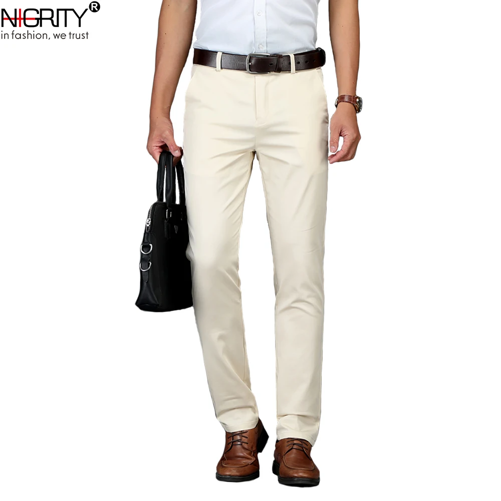 

NIGRITY Fashion New High Quality Cotton Men Pants Straight Spring and Summer Long Male Classic Business Casual Trousers 29-40